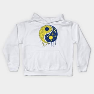 Navy Gold Yin Yang Crystals and The Night Sky Kids Hoodie